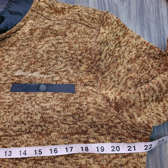 Eddie Bauer Men Pullover Quarter Zip Sweater M Snap Closure Long Sleeves Fleece - Picture 7 of 9